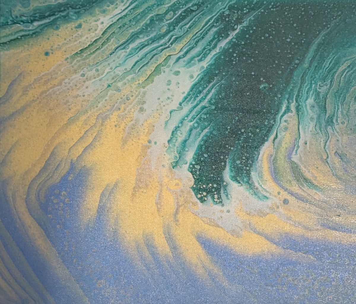 "Golden Undertow" Acrylic Fluid Pour on Canvas
